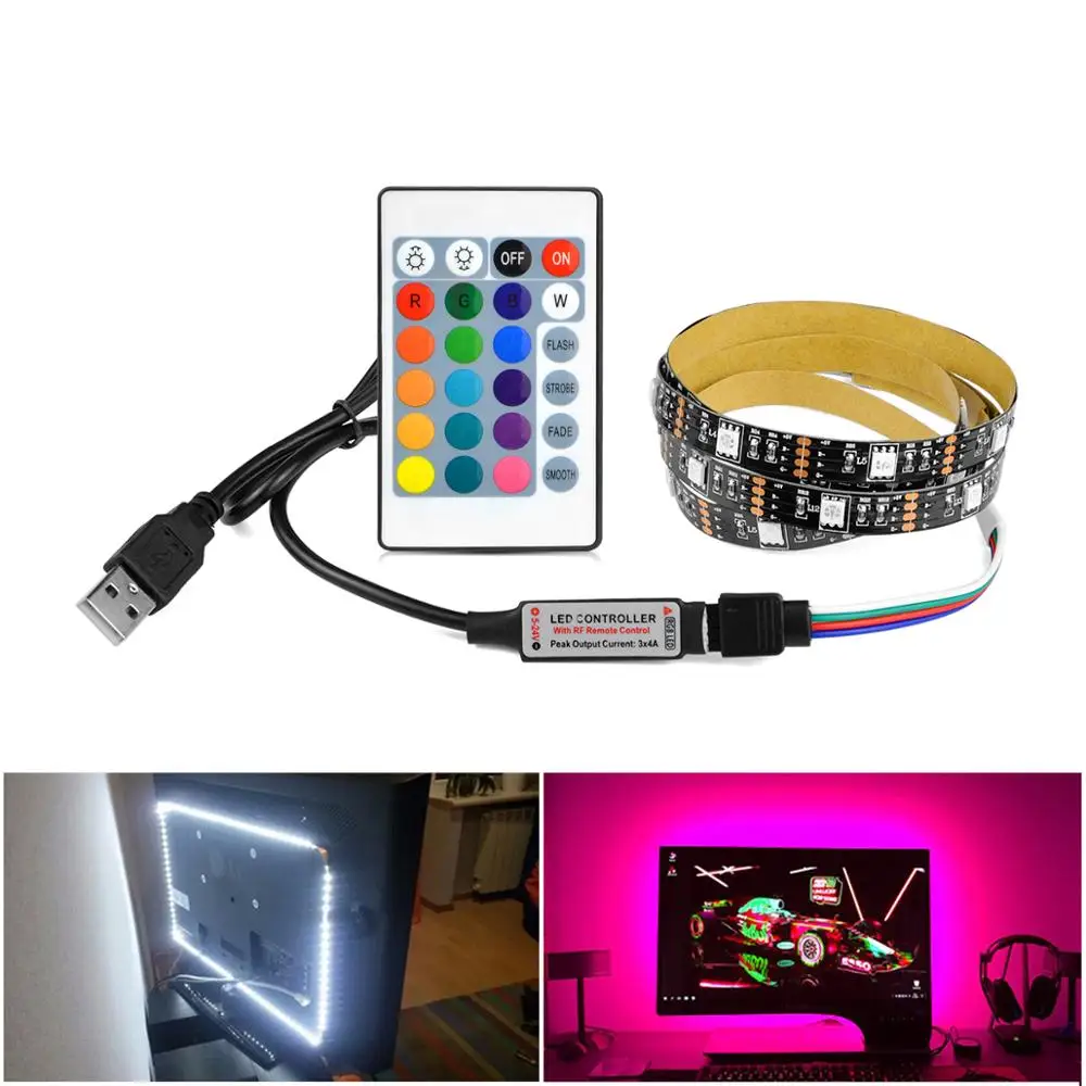 Цветная (RGB) Светодиодный светильник лента DIY светодиодный ТВ Подсветка SMD 5050 USB