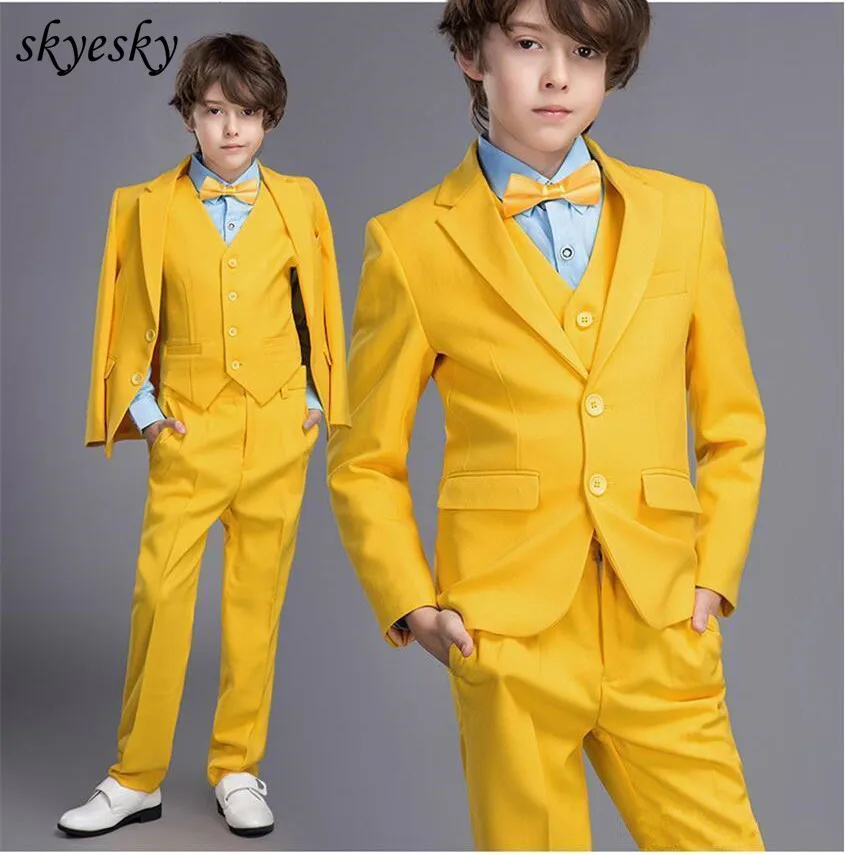 

Boy Formal Suit Wedding Boys Clothes Set Jackets Blazer Pants Custom Made 4 pcs Suits coat/jacket+pants+vest+bow tie