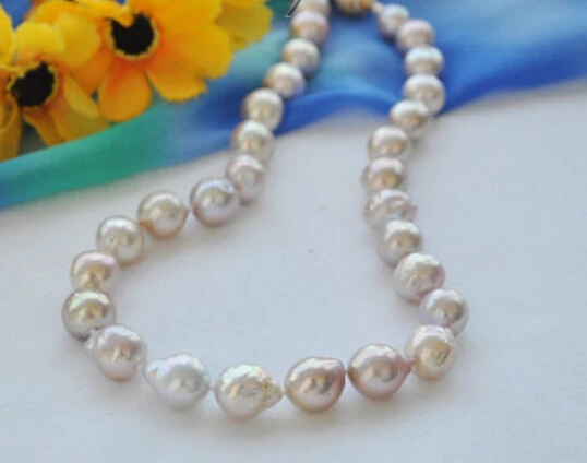 

A Lustre 13mm lavender round keshi reborn freshater pearl necklace 17inch