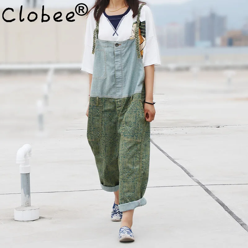 patchwork denim jumpsuit