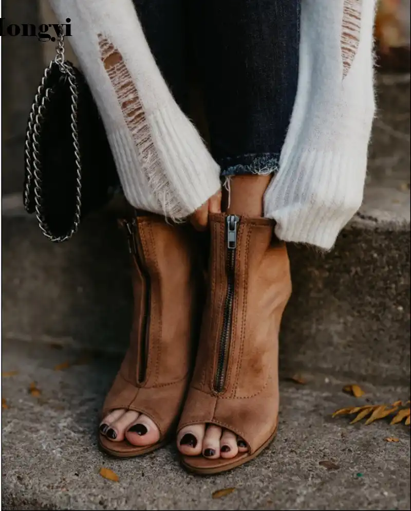 open toe summer boots
