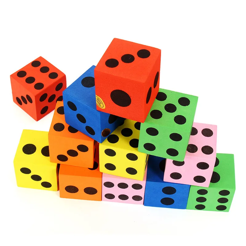 

HOT 3.7cm 12Pcs EVA Soft Colorful Foam Large Dices Bag Filler Bright Colors Black Solid Dots Parties Entertainment Board Games
