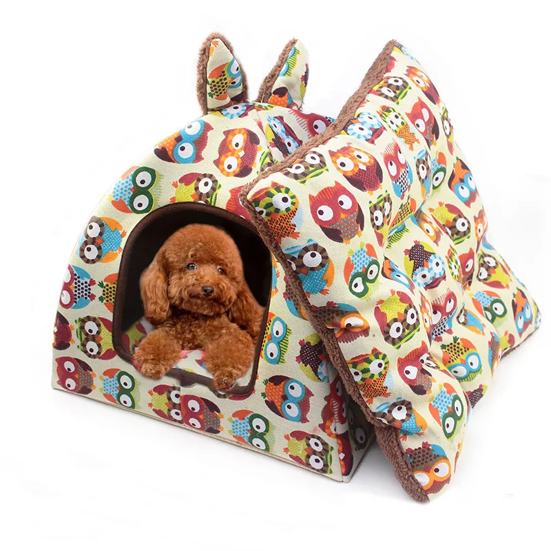 

Removable Mats Pet Dog Bed House Foldable Yurts Cat House Sleeping Sofa Pad Winter Warming Teddy Puppy Small Medium Dog Kennels