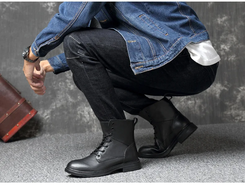 Зимние ботинки «милитари», мужская обувь, кожаные мужские ботинки, брендовые меховые ботинки для мужчин, осенне-зимняя обувь, zapatos hombre, размеры 38-48