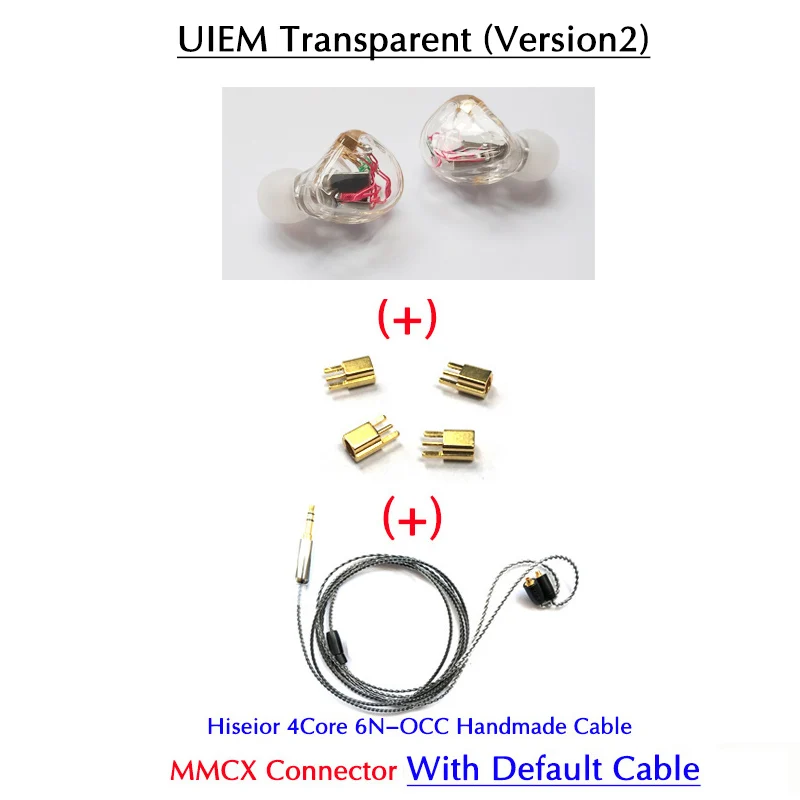 HS IEM телефон наушники Заказные в ухо шумоподавления с 10BAs драйверы MMCX 0,78 мм 2 контактный разъем - Цвет: UIEM Transparent