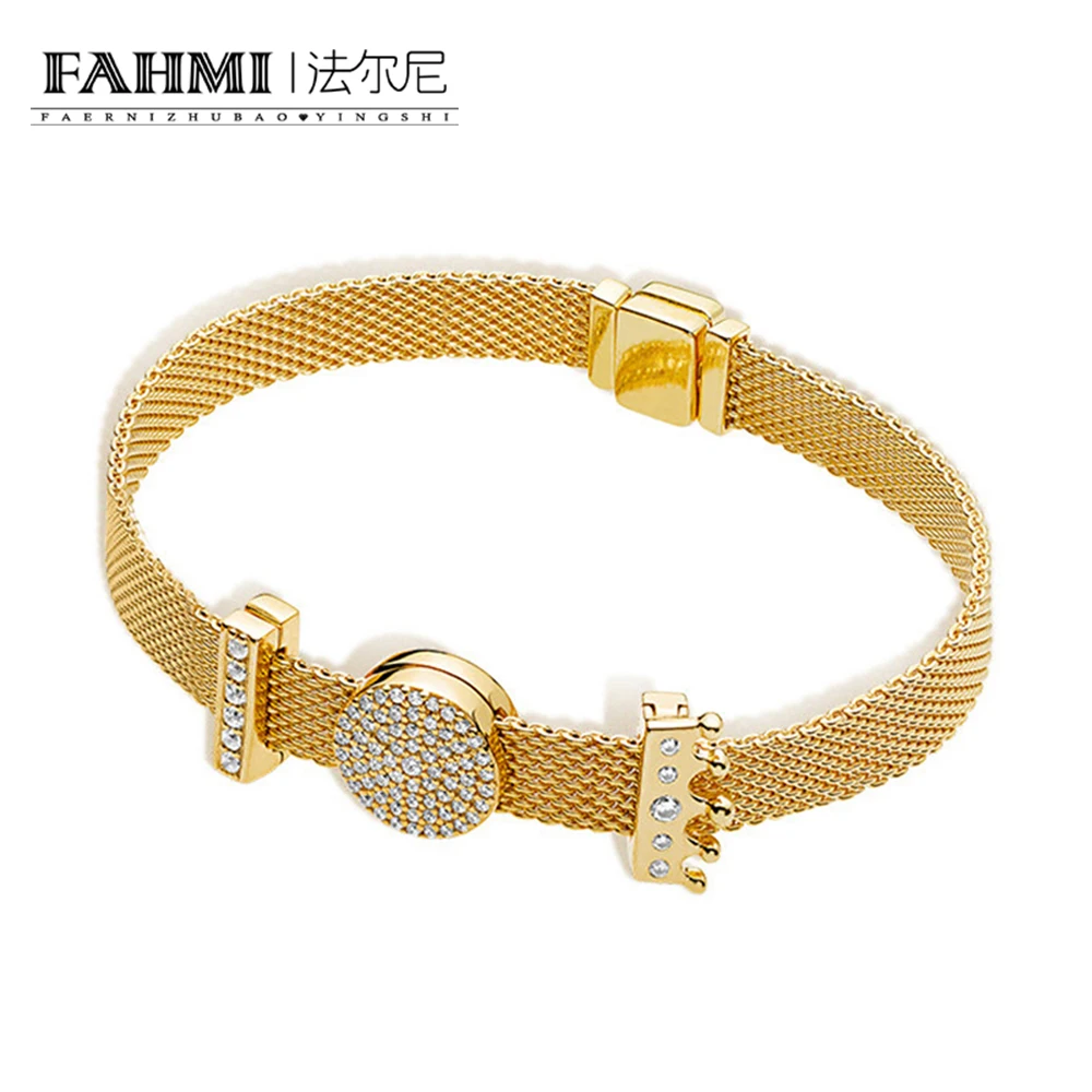 

FAHMI 100% 925 sterling silver SHINE REFLEXIONS DAZZLING ELEGANCE CLIP CHARM CROWN CLIP CHARM TIMELESS CLIP CHARM Bracelet Set