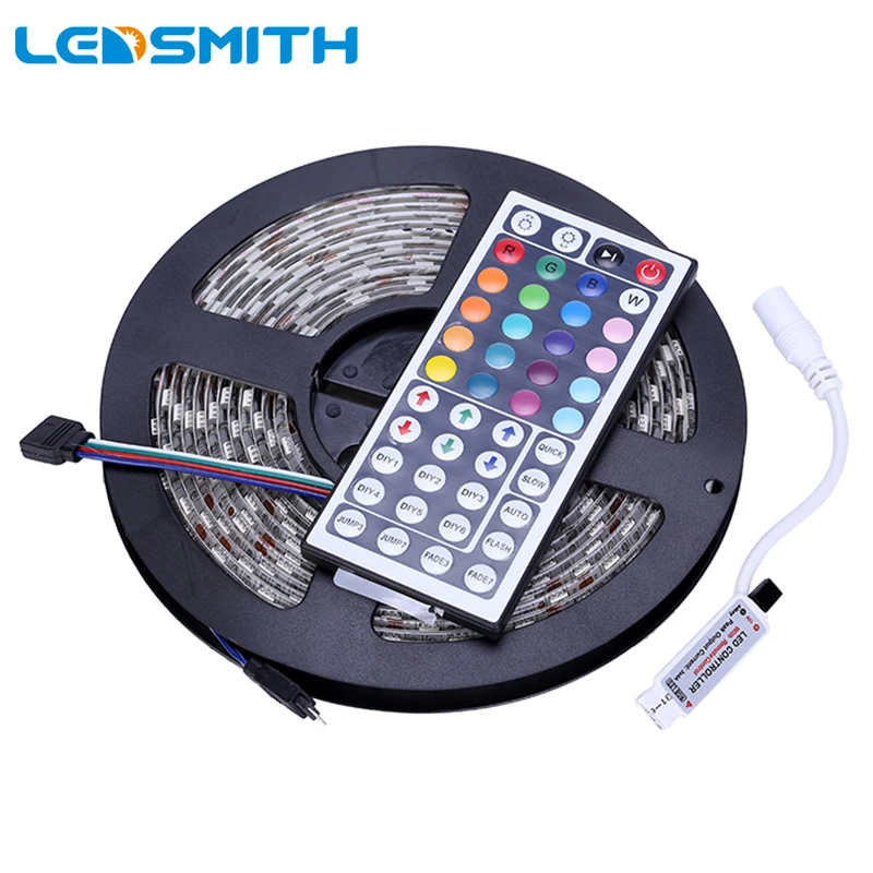 

IP65 SMD 5050 RGB LED Strip Light Waterproof 300 LEDs 5M Flexible Tape with 44Key Mini IR Remote Controller LEDStrip Tape Ribbon