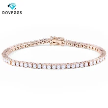 DovEggs Твердый 14 к 585 Белое золото Желтое золото 4.08CTW цвет GH 2,5 мм Муассанит Теннисный браслет для женщин 17 см длина подарки