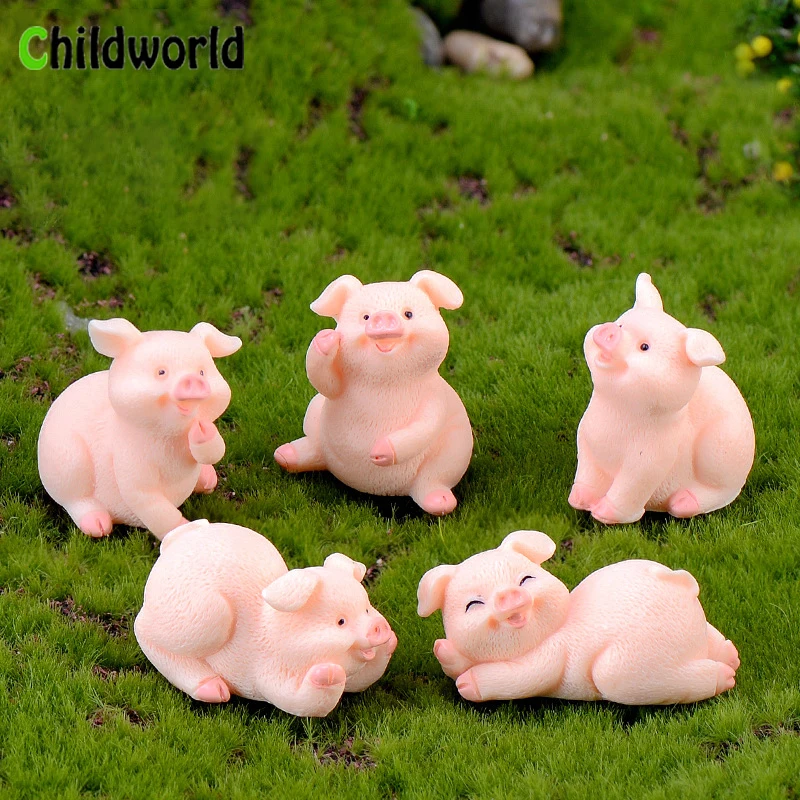 

Cute Piggy Micro Landscape Resin Crafts Small Ornaments Multi-meat Plant Decorative Key Buckle Accessories Doll 12 Zodiac Pig