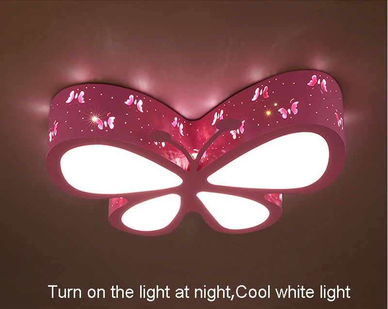 Современный короткий светодиодный потолочный светильник для детской спальни с разноцветными бабочками и полым железом, домашний декоративный акриловый потолочный светильник для столовой