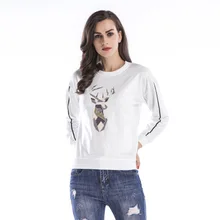 Женские осенние и зимние новые рога принт Женский, с круглым вырезом, пуловер длинные рукава джемпер