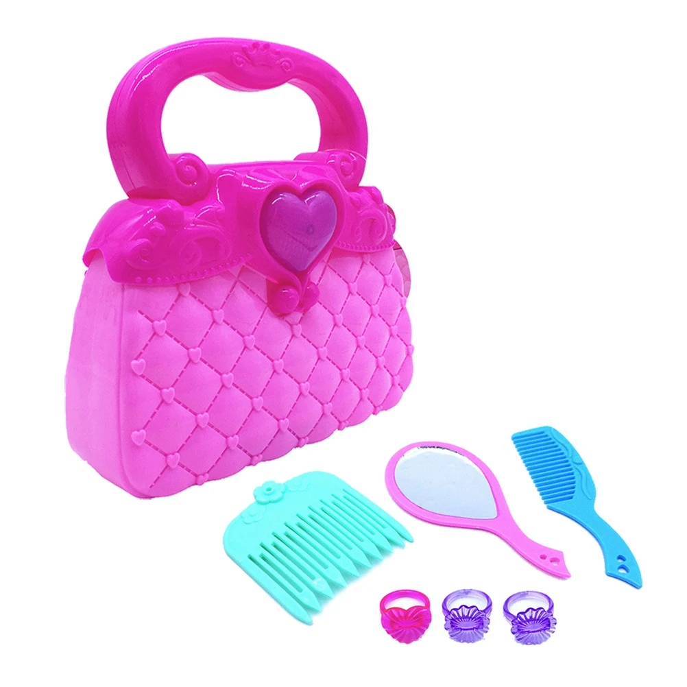 1Pc Pretending Playset Cute Plastic Lightweight Kid Purse Set Handbag Toy Educational Toy with Every Day Accessories for Girls