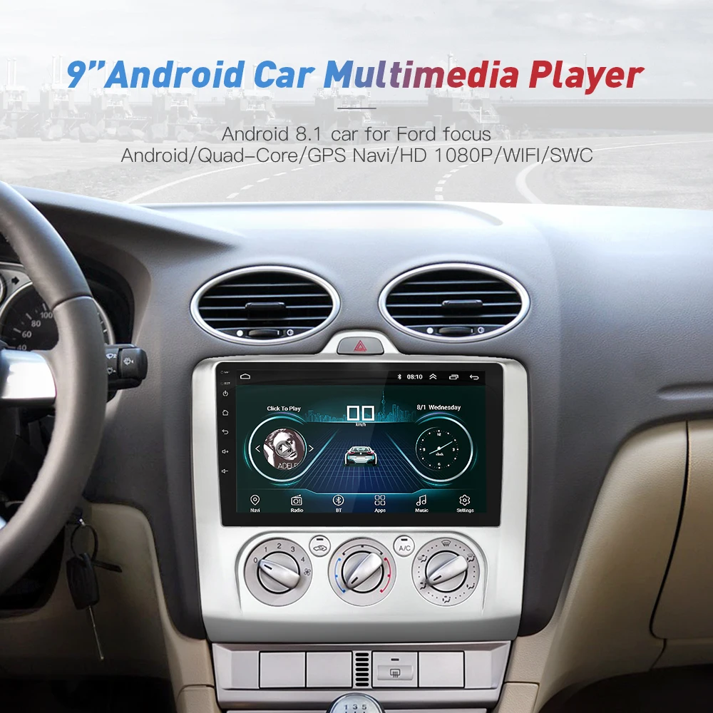 Discount New Quad-core 9" HD Android 8 Car Radio GPS Navigation System Multimedia Player For 2005-2011 Ford Focus CAR ANDROID WIFI Player 2 Discount New Quad-core 9" HD Android 8 Car Radio GPS Navigation System Multimedia Player For 2005-2011 Ford Focus CAR ANDROID WIFI Player 2