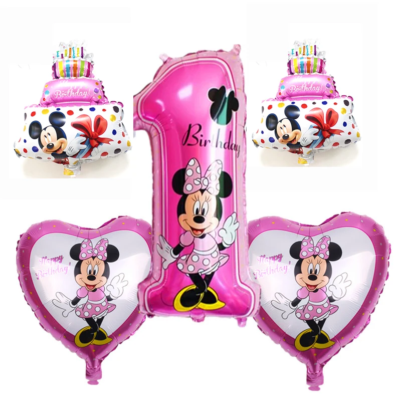 

5pcs Happy birthday decoration balloon mickey minnie mouse 18 inch star number Helium Foil Balloons Baby 1th birthday globos