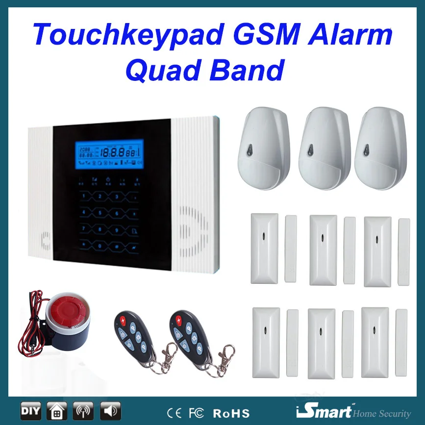 8 Wired 32 Wireless Touch Keypad LCD Display GSM PSTN Wireless Security Home Office Burglar