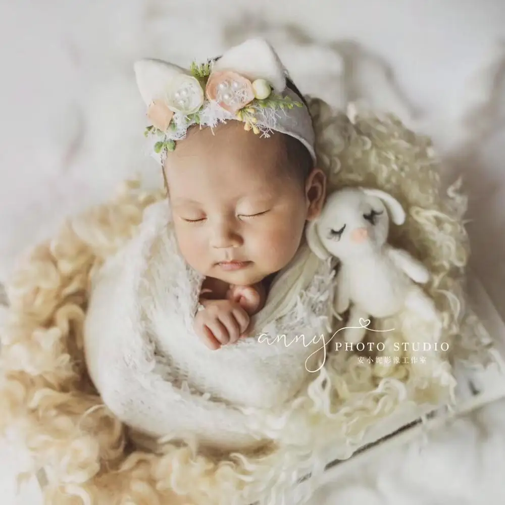 Dvotinst Baby новорожденный реквизит для фотосъемки повязка на голову+ Мягкая игрушка "поросенок" 2 шт набор шерсть Fotografia аксессуары Студия Shoot фото душ подарок