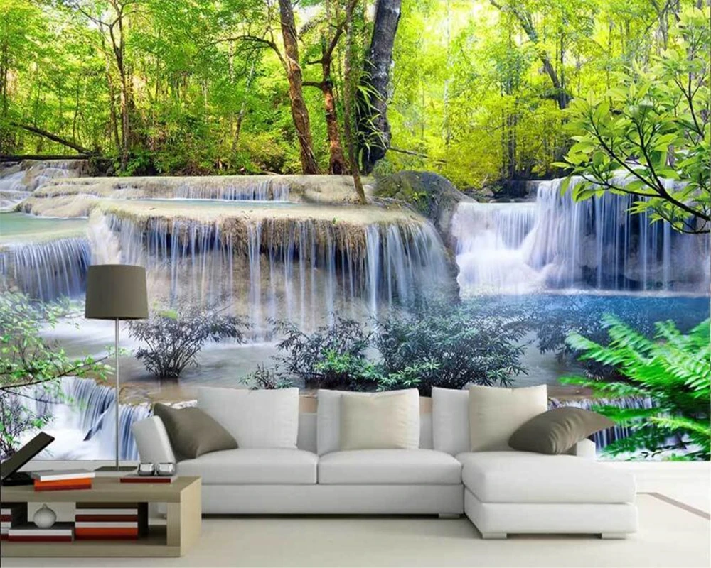 

beibehang wall papers home decor High quality interior decorative wallpaper 3D landscape water flowing waterfall TV background