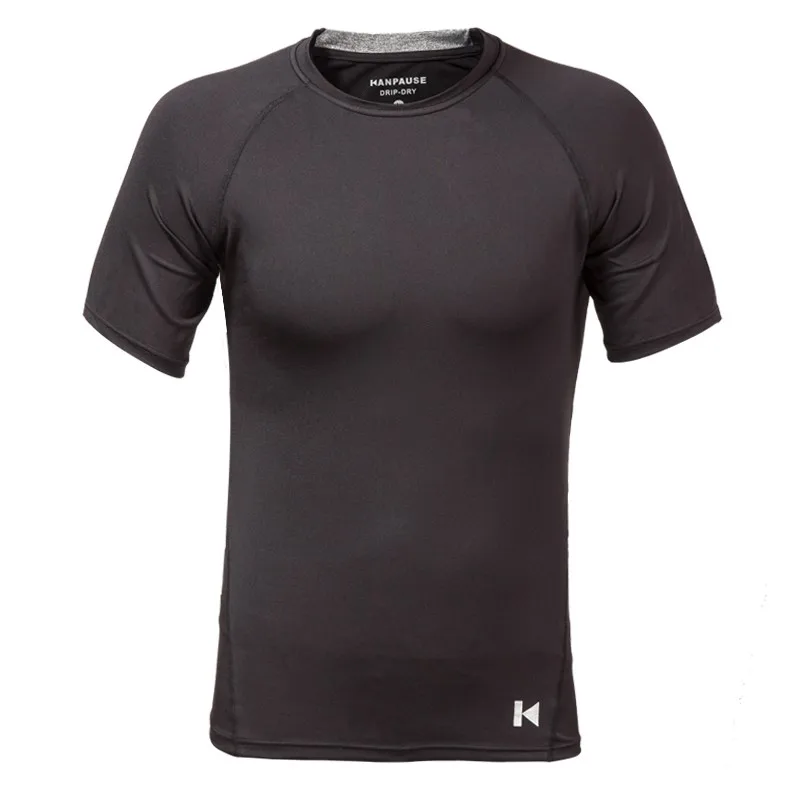Новое поступление KANPAUSE Мужская облегающая футболка для фитнеса с коротким рукавом спортивная одежда для бега