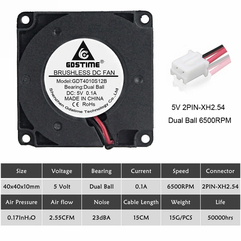 5 шт. Gdstime 4010 вентилятор 40 мм 40x40x10 мм 5 в 12 В 24 В 2Pin DC кулер небольшой вентилятор охлаждения для 3D принтера часть - Цвет лезвия: 5V Ball 6500RPM