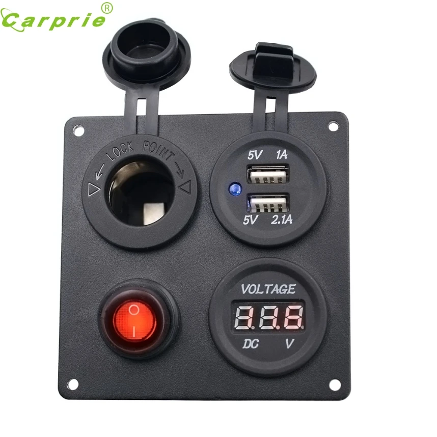 

9*9*7.5cm Car Auto Boat Marine Aluminum Switch Board USB Voltmeter Combination Panel Switch CARPRIE ABS Nov 19