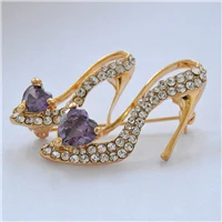 CAIZI новые Кристальные броши для обуви, женские эмалированные Броши с сердечком на высоком каблуке, фиолетовые Броши с сердечком для женщин, Свадебные вечерние ювелирные изделия, подарки - Окраска металла: 2