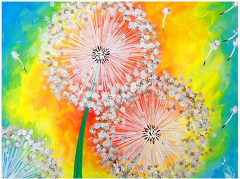5D Diy Diamond Painting Dandelion Diamond Embroidery Beautiful Butterfly squareround Drill Vertical Print Round Diamond Plant (5)