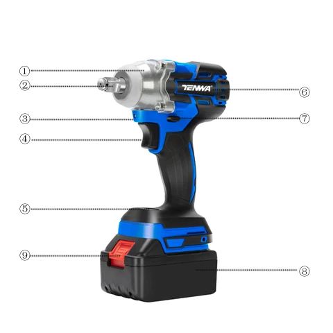 TENWA бесщеточный/беспроводной электрический гаечный ключ ударная розетка гаечный ключ 21 в 4000 мАч Li батарея ручная дрель установка