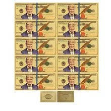 Один миллион 24 k Коллекционная Золотая банкнота памятный значок Дональда Трампа банкноты 999,9 Золотая фольга бумажная коллекция денег стоит