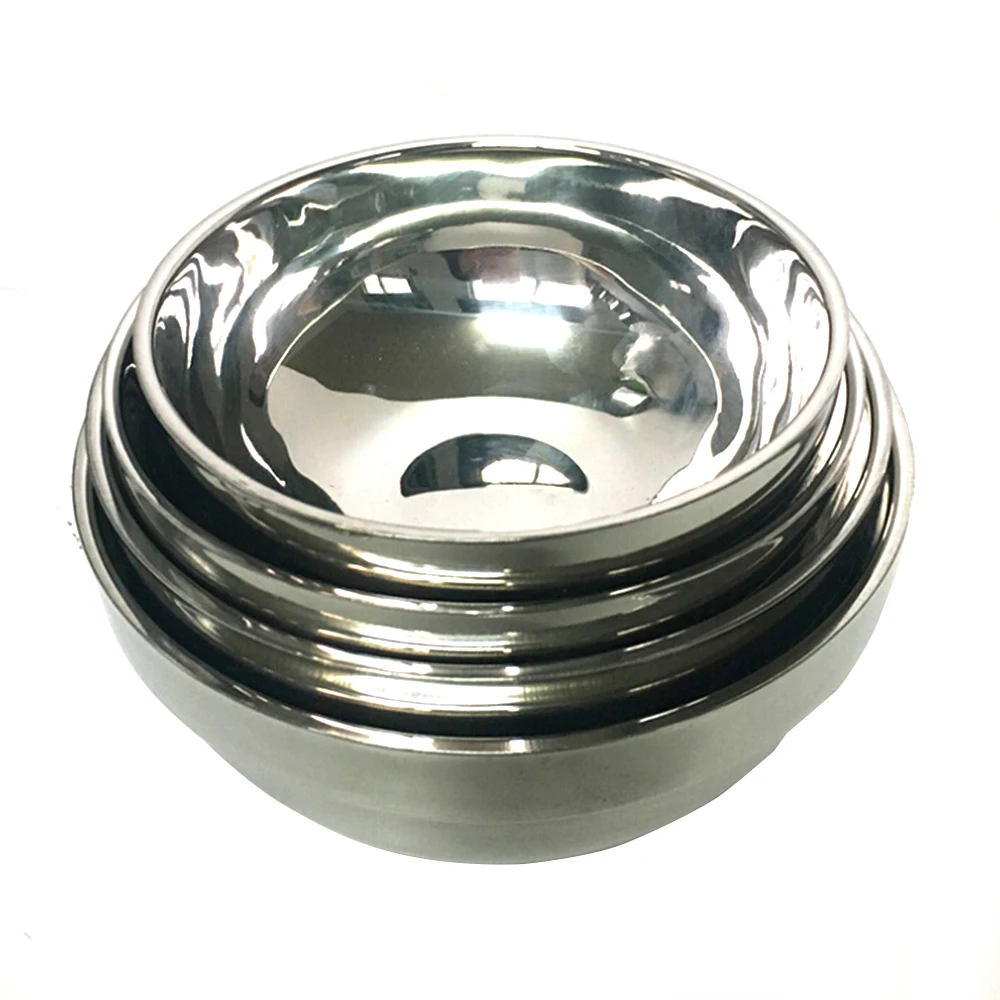 Stainless Steel Double Layer Rice Bowls Metal Insulated Anti Hot