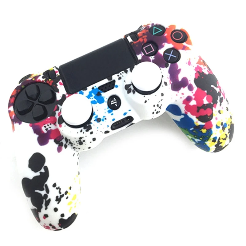 

3-In-1 Anti-Slip Multicolor Silicone Cover Skin Case + 2 Thumbsticks Grips For PS4 Pro Slim Controller