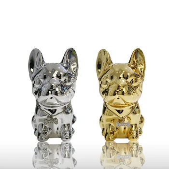

Gold Bulldog Decorative Deposit Tank Ceramic Puppy Money Storage Vase Little Dog Figurines New Year Christmas Gift for Children