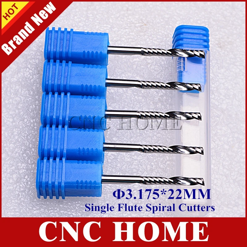 

5 Pcs 3.175*22mm Carbide One Single Flute CNC Router Bits Tools Milling Cutter Sprial Bit for wood acrylic woodworking mills