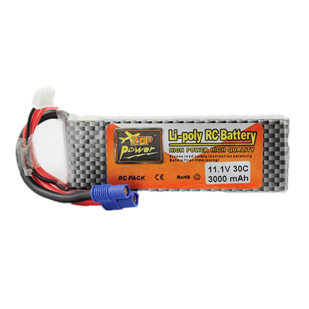 

Lipo Battery 11.1V 3000mAh 3S 30C EC3 XT60 Plug Zop Power Polymer Lithium for Blade 350QX/450 RC Helicoper Drone Bateria