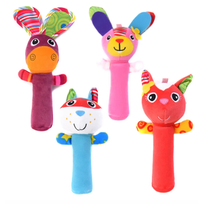 Плюшевые колокольчики животных Детские игрушки, погремушки для младенцев кольцо колокол игрушка новорожденного раннего образования