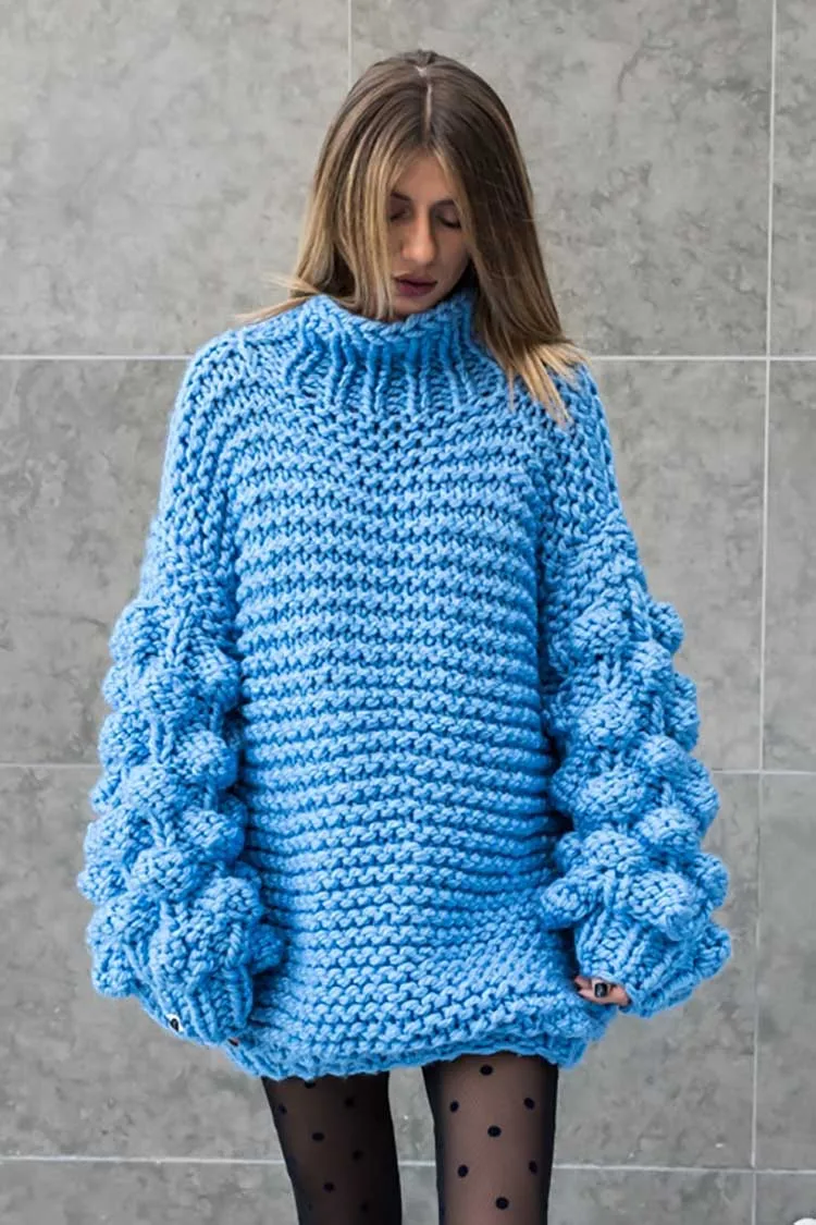 Весенний уличный женский белый свитер, пальто, чистый, ручная утолщенная водолазка, свитер, грубые линии, ультра-толстый черный свитер - Цвет: Navy blue