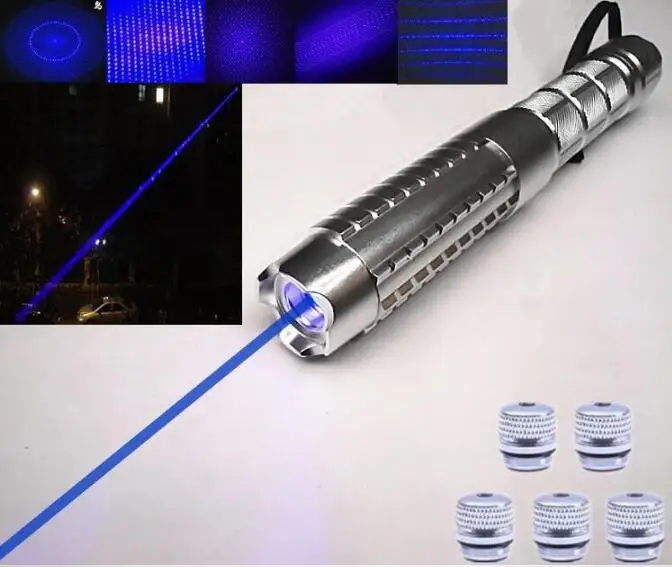 

Strong 5 in 1 high power 450nm blue laser pointer beam burn match lit cigarettes laser lettering burn paper + box