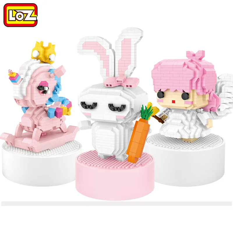 

LOZ small particles assembled building blocks Angel Rabbit Horse music box children creative educational toys for kids gifts