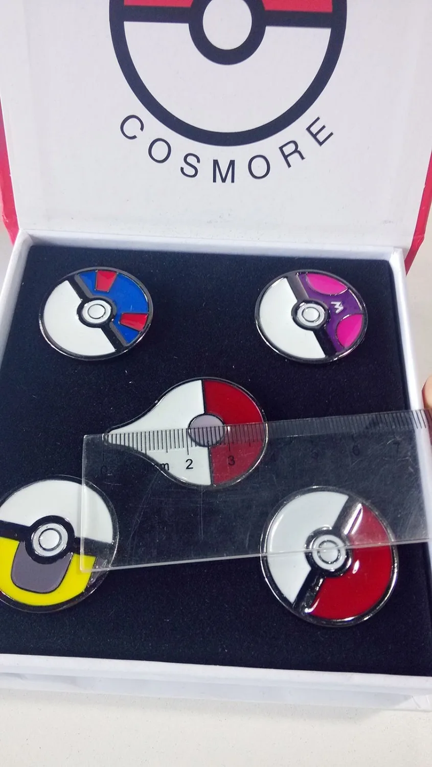 

Anime Games Pokemon GO 5 pcs Pokeball Ultraball Masterball Metal Badges Collection Cosplay Cute Box Christmas Gifts For Children