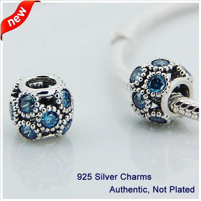 

Fits for Pandora Charms Bracelets Teal Openwork Sparkling Circles Beads 100% 925 Sterling Silver Jewelry Free Shipping