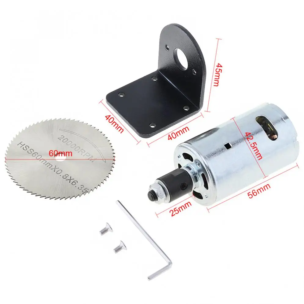 24V 555 мотор Круглопильный Станок комплект с шариковым подшипником Монтажный кронштейн и 60 мм пилы для резки/полировка