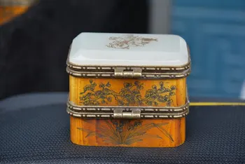 

Rare old QingDyansty Bone&jade Jewelry box,Flowers,carving,free shipping