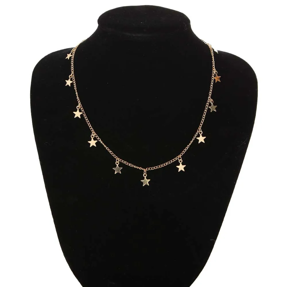

Free Shipping! Necklace Simple Wind Women's Clavicle Chain Personality Five-pointed Star Pendant New Ladies Gift Wholesale