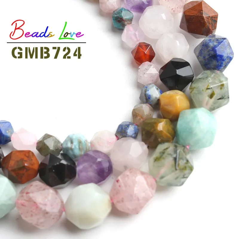 

Natural Stone Faceted Mixed Labradorite amethysts Agates Beads For Jewelry Making 6 8 10mm DIY Bead Bracelet Necklace 15 Inches
