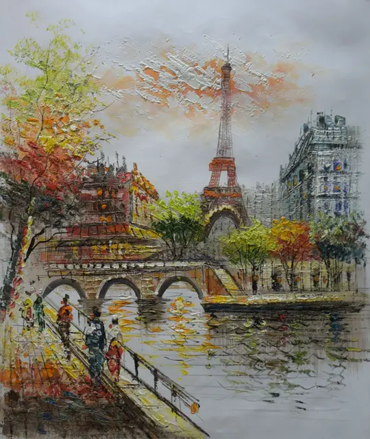 Peint à La main Européenne Paysage Peinture À L'huile sur