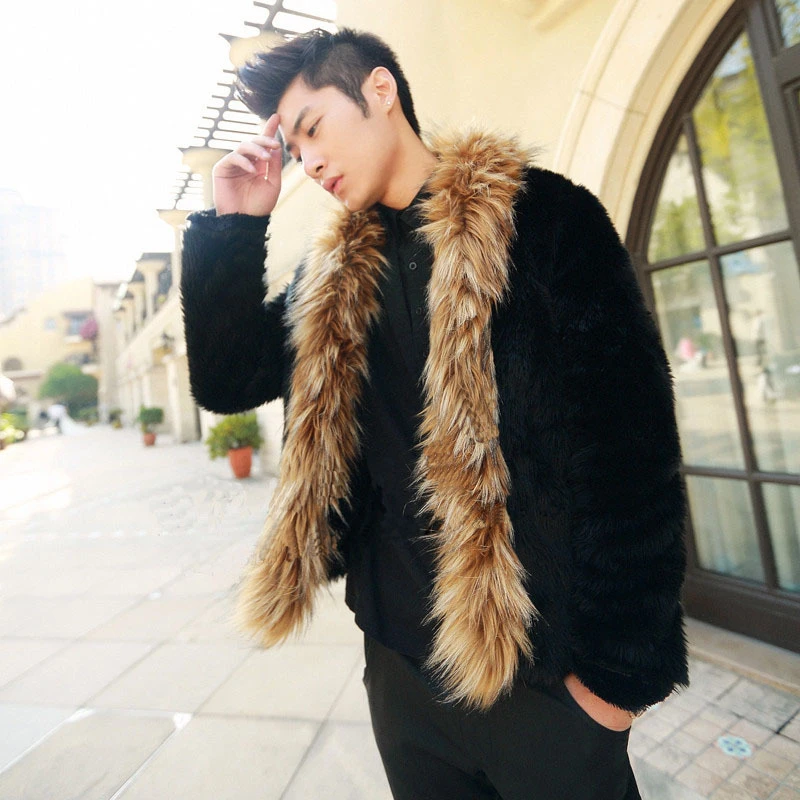 Fashion Men's Fox Fur coat jacket neckerchief winter warm outwear Long Style Fashion Men's Fox Fur coat jacket neckerchief winter warm outwear Long Style