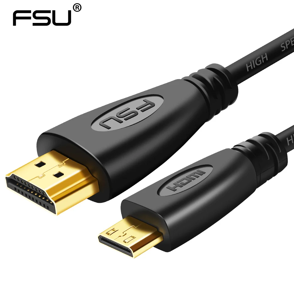 1M,1.5m,2M,3M High speed Gold Plated HDMI TO MINI HDMI Plug Male-Male HDMI Cable 1.4 Version 1080p 3D for TABLETS DVD