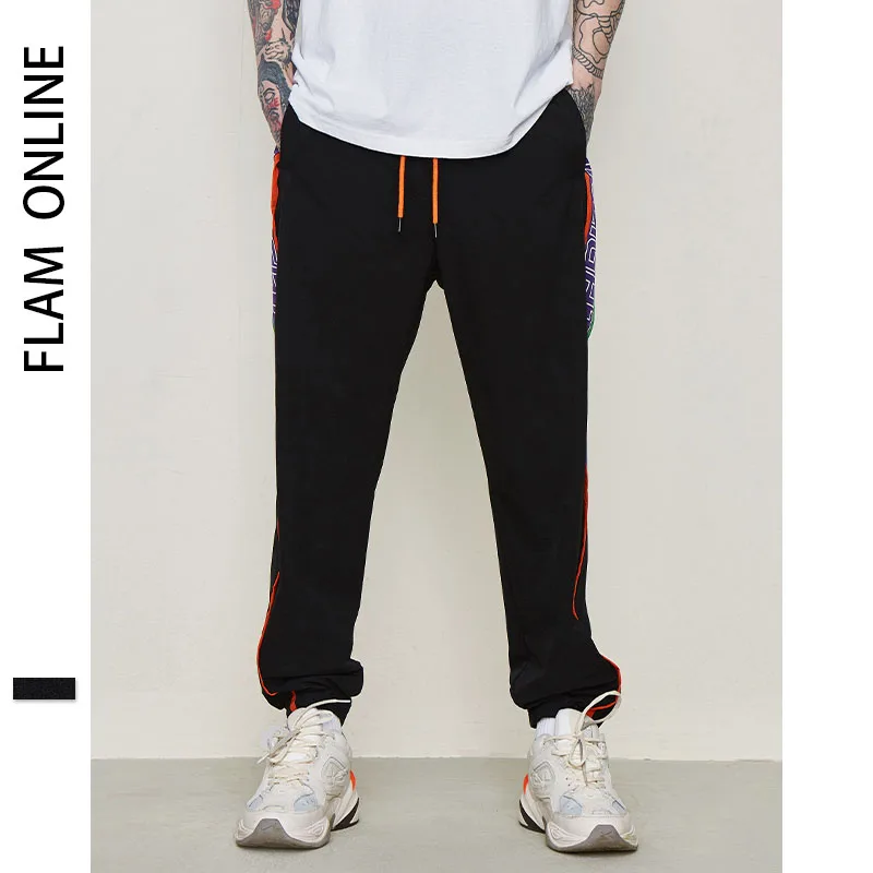 2019 Elastic Waist Track Pants Jogger Trousers Street wear Patchwork Letter Printed Side Stripe Man Sweatpants