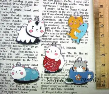 

50 pcs Cartoon Japanese anime cat DIY Enamel Metal Charm Pendants DIY Jewelry Making Mobile Phone Accessories P46