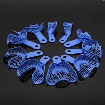 

Dental Lab Item Autoclavable Plastic-Steel Impression Blue Trays Oral Hygiene