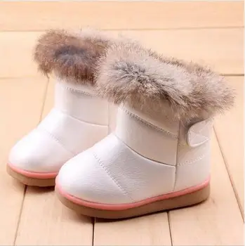 

Baby boots shoes winter warm plush pu leather baby snow boots shoes Round toe hook loop winter baby infant boots